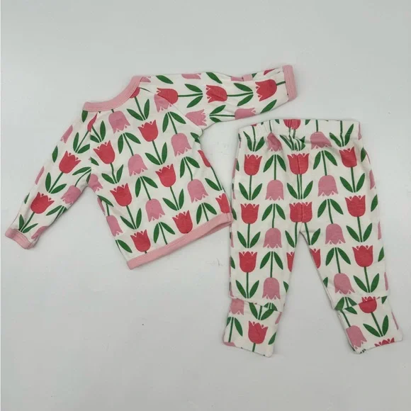 M+A MONICA + ANDY ORGANIC PINK TULIP KIMONO FOOTIE OUTFIT 🌸SZ NB🌸 - Picture 8 of 13